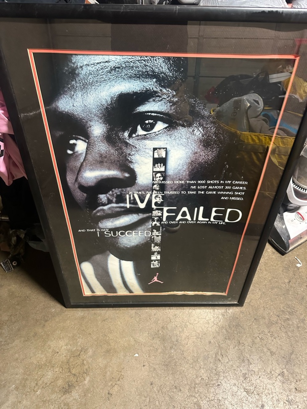 1998Original vintage Nike posters Michael Jordan" I’VE FAILED" Framed Preowned